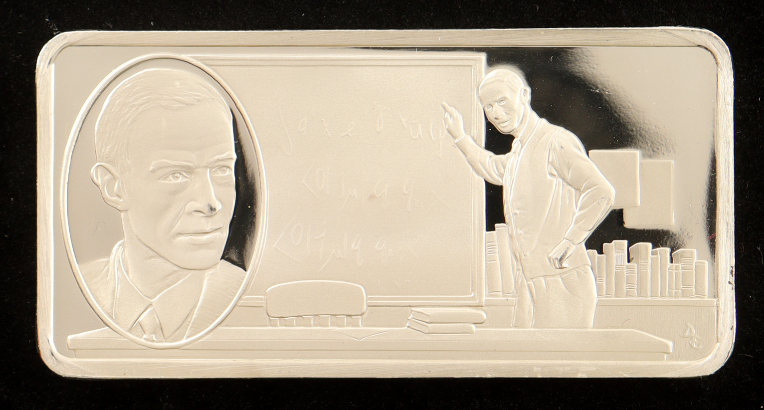 Franklin Mint One Hundred Greatest Americans: Robert Oppenheimer - 500 Grains (1.14 Troy Ounces) Sterling Silver Bullion Bar at PristineAuction.com Franklin Mint One Hundred Greatest Americans: Robert Oppenheimer - 500 Grains (1.14 Troy Ounces) Sterling Silver Bullion Bar at PristineAuction.com