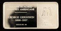 Franklin Mint One Hundred Greatest Americans: George Gershwin - 500 Grains (1.14 Troy Ounces) Sterling Silver Bullion Bar at PristineAuction.com