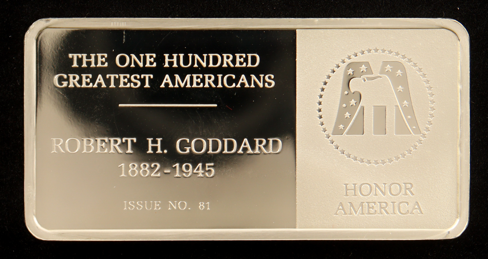 Franklin Mint One Hundred Greatest Americans: Robert A. Millikan - 500 Grains (1.14 Troy Ounces) Sterling Silver Bullion Bar at PristineAuction.com Franklin Mint One Hundred Greatest Americans: Robert A. Millikan - 500 Grains (1.14 Troy Ounces) Sterling Silver Bullion Bar at PristineAuction.com