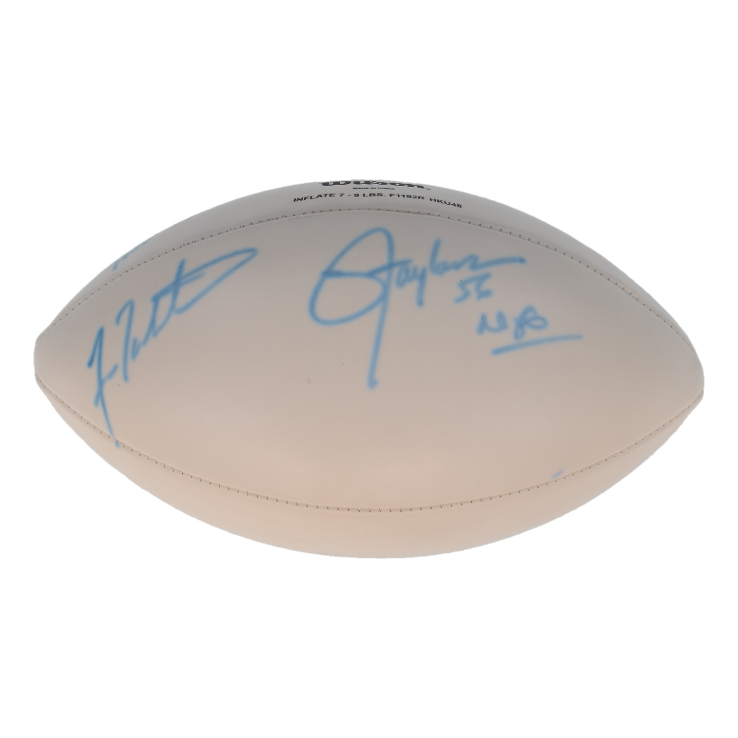 Lawrence Taylor, Frank Gifford & Fran Tarkenton Signed NFL The Duke Football Inscribed "HOF 77" (JSA) at PristineAuction.com Lawrence Taylor, Frank Gifford & Fran Tarkenton Signed NFL The Duke Football Inscribed "HOF 77" (JSA) at PristineAuction.com