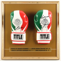 Julio Cesar Chavez, Marco Antonio Barrera & Erik Morales Signed Custom Framed Set of (2) Mexico Professional Boxing Gloves (JSA) at PristineAuction.com