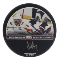 Alexander Ovechkin Signed Capitals Logo All-Time Goals Leader Commemorative Hockey Puck (Fanatics) at PristineAuction.com