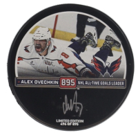 Alexander Ovechkin Signed Capitals Logo All-Time Goals Leader Commemorative Hockey Puck (Fanatics) at PristineAuction.com