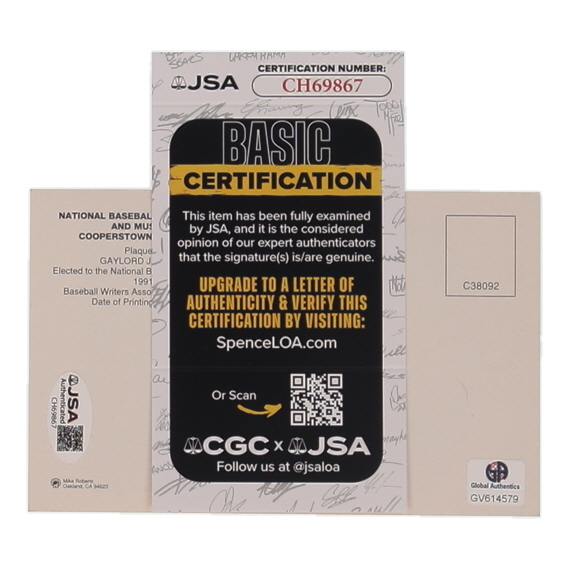 Gaylord Perry Signed Hall of Fame Plaque Postcard (JSA) at PristineAuction.com Gaylord Perry Signed Hall of Fame Plaque Postcard (JSA) at PristineAuction.com