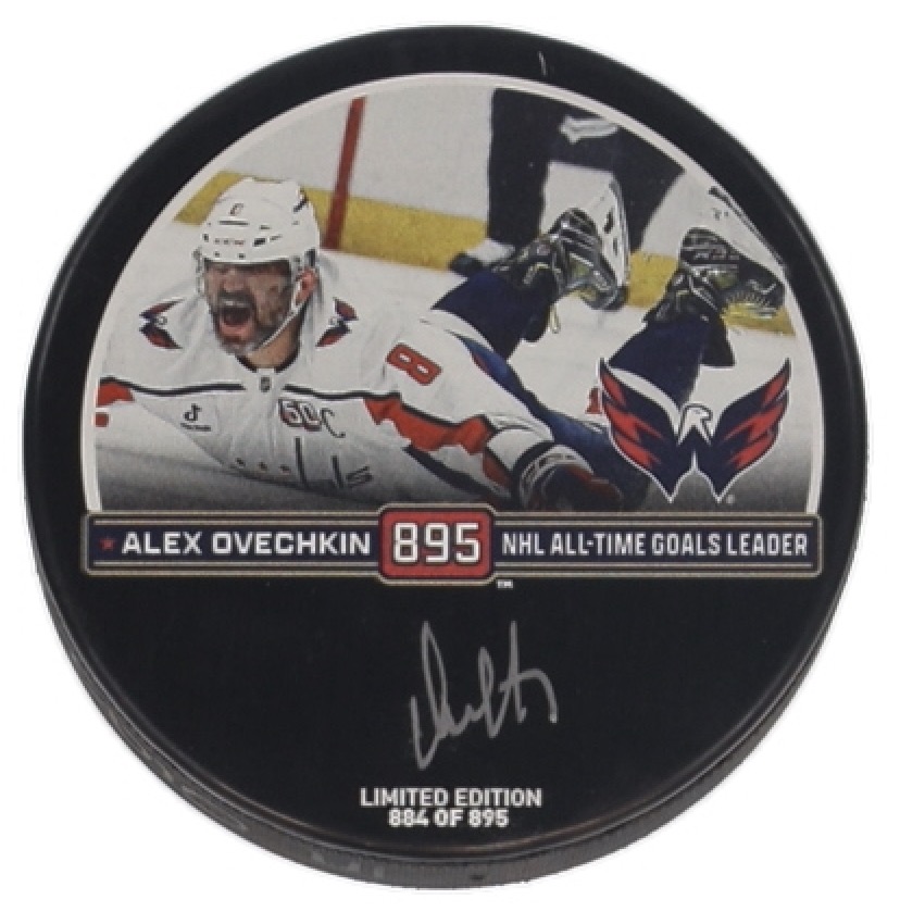 Alexander Ovechkin Signed Capitals Logo All-Time Goals Leader Commemorative Hockey Puck (Fanatics) at PristineAuction.com Alexander Ovechkin Signed Capitals Logo All-Time Goals Leader Commemorative Hockey Puck (Fanatics) at PristineAuction.com
