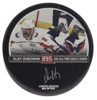 Alexander Ovechkin Signed Capitals Logo All-Time Goals Leader Commemorative Hockey Puck (Fanatics) at PristineAuction.com