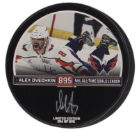 Alexander Ovechkin Signed Capitals Logo All-Time Goals Leader Commemorative Hockey Puck (Fanatics) at PristineAuction.com