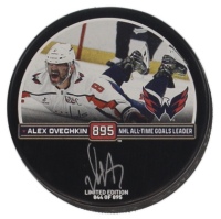 Alexander Ovechkin Signed Capitals Logo All-Time Goals Leader Commemorative Hockey Puck (Fanatics) at PristineAuction.com