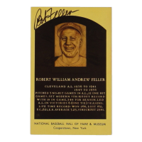 Bob Feller Signed Hall of Fame Plaque Postcard (JSA) at PristineAuction.com