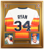 Nolan Ryan Signed Custom Framed Jersey Display Inscribed "324 Wins" & "7 No-Hitters" & "5,714 K's" with Hall of Fame Pin (PSA) at PristineAuction.com