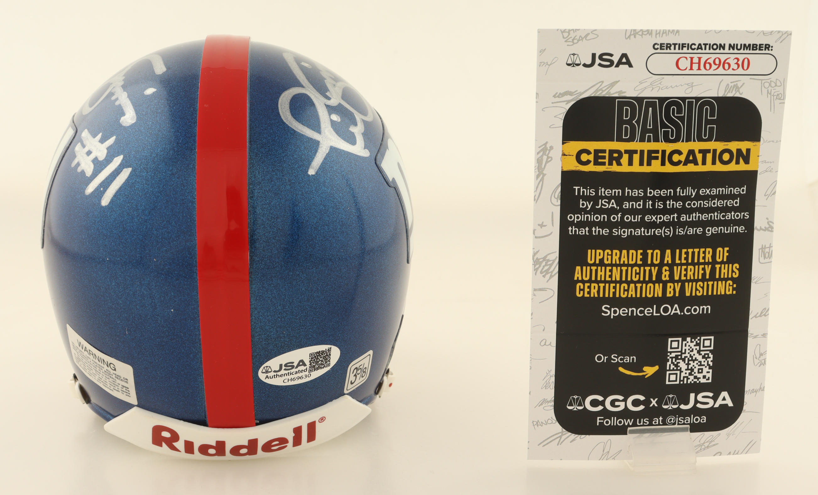 Phil Simms Twice-Signed Giants Throwback Mini Helmet (JSA) at PristineAuction.com Phil Simms Twice-Signed Giants Throwback Mini Helmet (JSA) at PristineAuction.com
