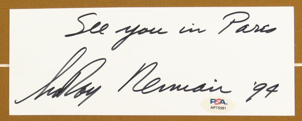 Leory Neiman Signed "See you in Paris" Custom Framed Leroy Neiman Art Display Inscribed "'94" (PSA) at PristineAuction.com Leory Neiman Signed "See you in Paris" Custom Framed Leroy Neiman Art Display Inscribed "'94" (PSA) at PristineAuction.com