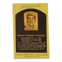 Stan Coveleski Signed Hall of Fame Plaque Postcard (JSA) at PristineAuction.com