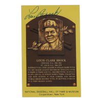 Lou Brock Signed Hall of Fame Plaque Postcard (JSA) at PristineAuction.com