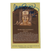 Ryne Sandberg Signed Hall of Fame Plaque Postcard Inscribed "HOF '05" (JSA) at PristineAuction.com