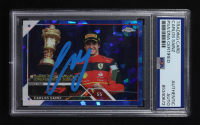 Carlos Sainz Signed 2023 Topps Chrome Scuderia Ferrari British Grand Prix 2022 Winner Blue Sapphire #153 (PSA) at PristineAuction.com