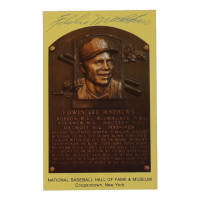 Eddie Mathews Signed Hall of Fame Plaque Postcard (JSA) at PristineAuction.com