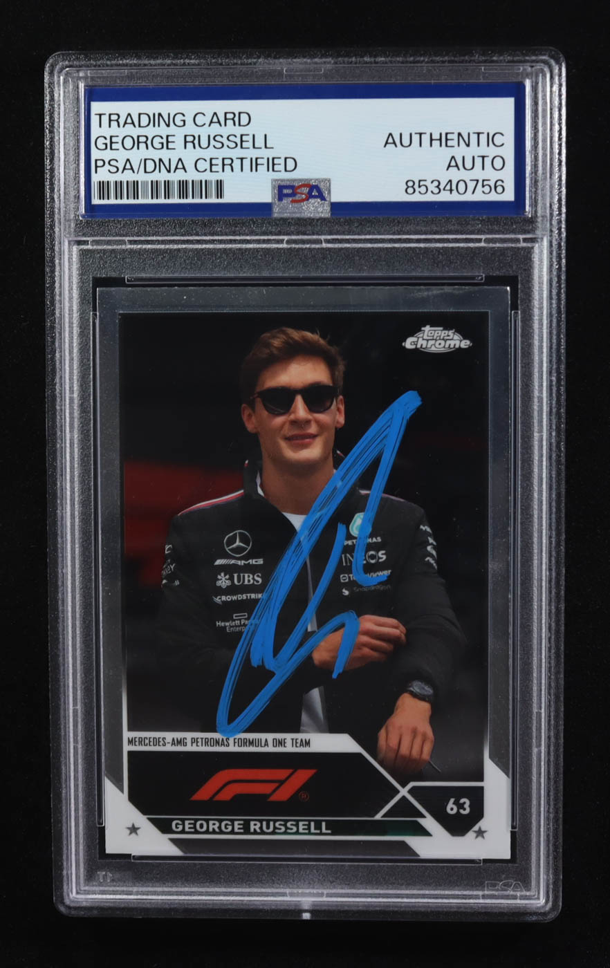 George Russell Signed 2023 Topps Chrome Mercedes-AMG Petronas Formula One Team #153 (PSA) at PristineAuction.com George Russell Signed 2023 Topps Chrome Mercedes-AMG Petronas Formula One Team #153 (PSA) at PristineAuction.com