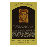 William "Bill" Terry Signed Baseball Hall of Fame Plaque Postcard (PSA) at PristineAuction.com