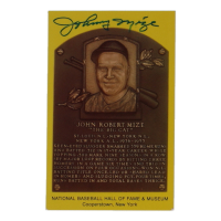 Johnny Mize Signed Hall Of Fame Plaque Postcard (JSA) at PristineAuction.com
