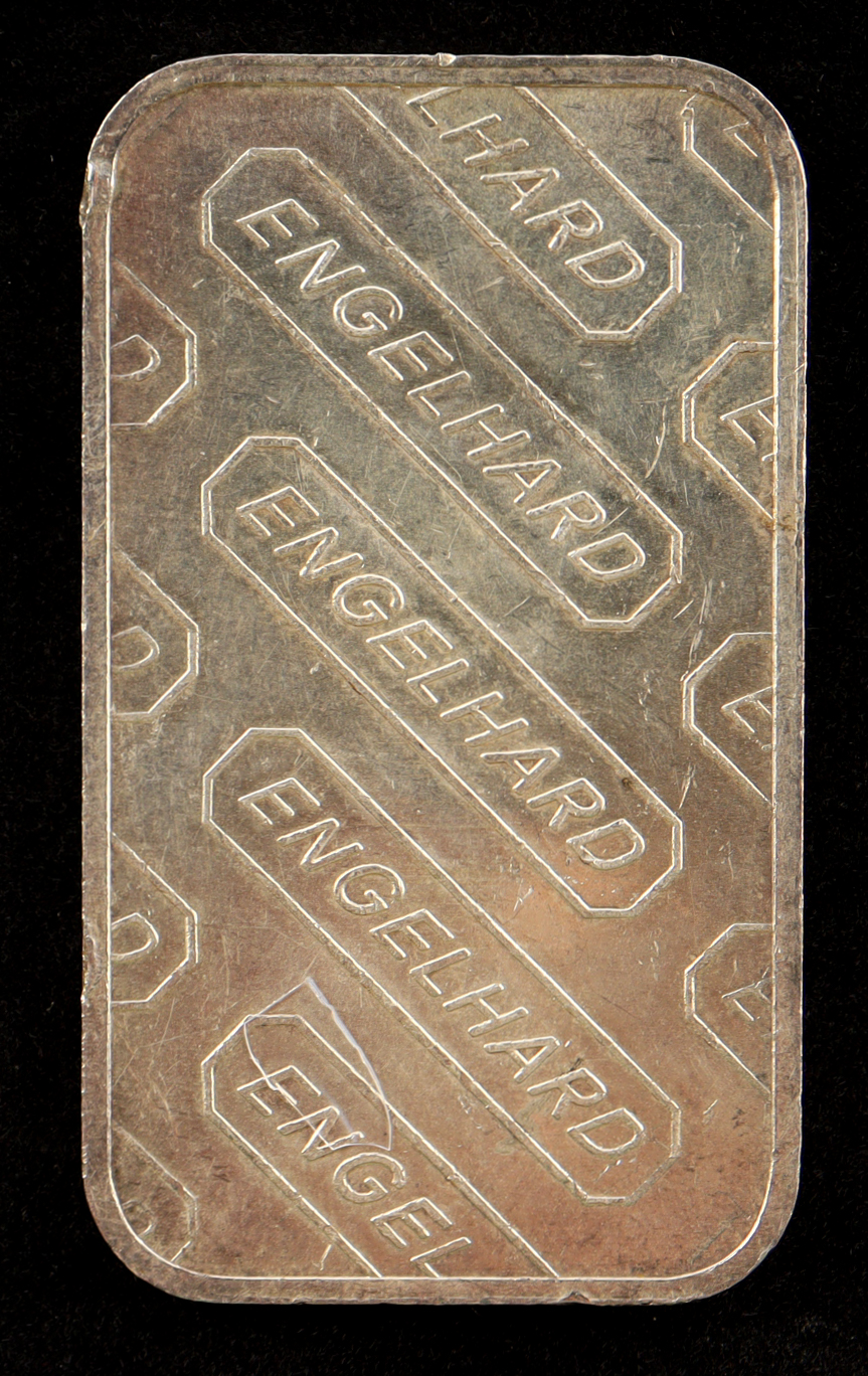 Engelhard 1oz .999+ Silver Bar - Vintage 1980's "Wide E" No MC Logo Back at PristineAuction.com Engelhard 1oz .999+ Silver Bar - Vintage 1980's "Wide E" No MC Logo Back at PristineAuction.com