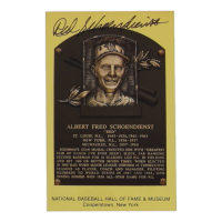 Red Schoendienst Signed Hall of Fame Plaque Postcard (JSA) at PristineAuction.com