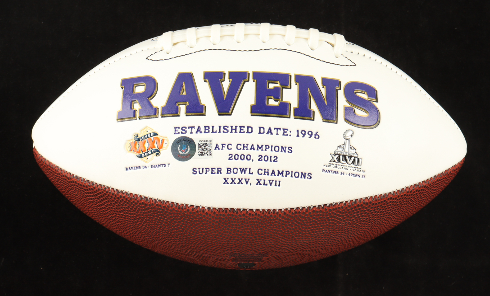 Ray Lewis Signed Ravens Logo Football Inscribed "HOF '18" (Beckett) at PristineAuction.com Ray Lewis Signed Ravens Logo Football Inscribed "HOF '18" (Beckett) at PristineAuction.com