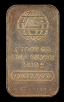 Engelhard 1oz .999+ Silver Bar - Vintage 1980's "Wide E" No MC Logo Back at PristineAuction.com