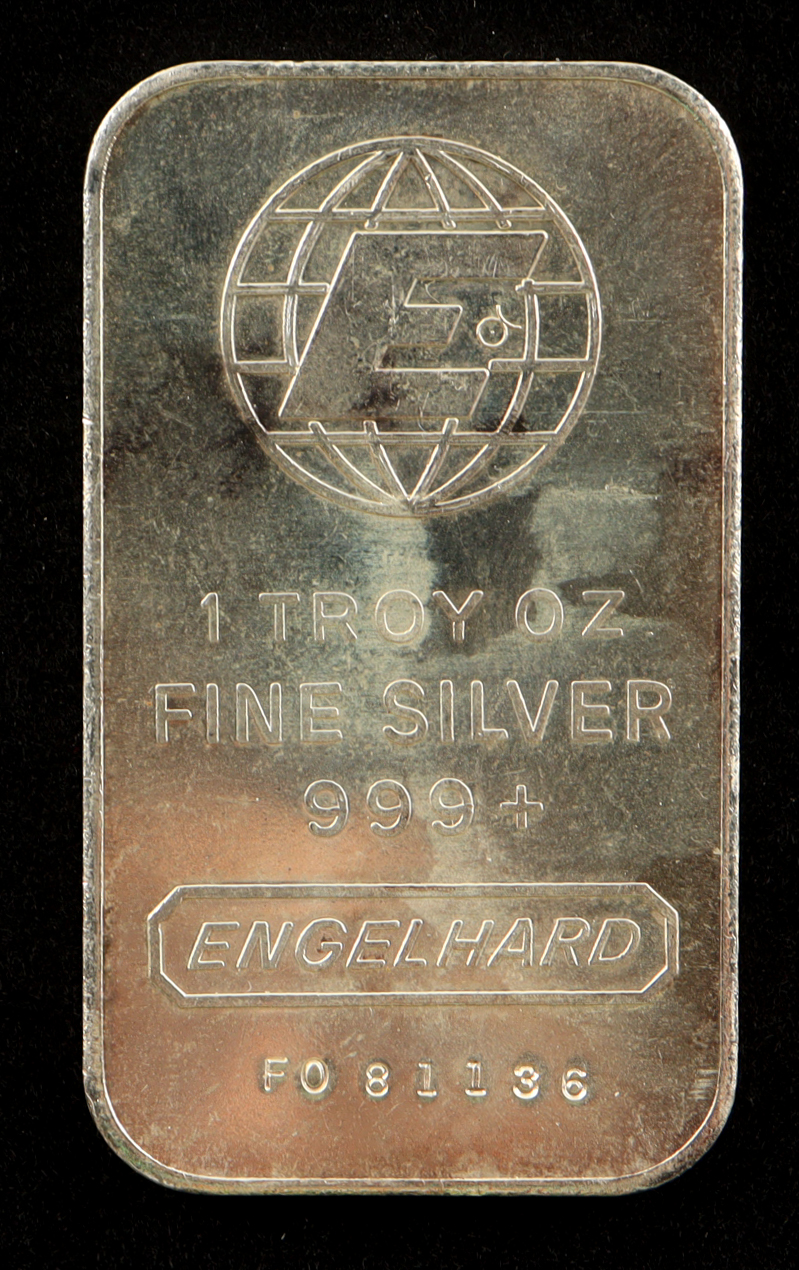 Engelhard 1oz .999+ Silver Bar - Vintage 1980's "Big E" Logo Back at PristineAuction.com Engelhard 1oz .999+ Silver Bar - Vintage 1980's "Big E" Logo Back at PristineAuction.com