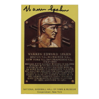 Warren Spahn Signed Hall of Fame Plaque Postcard (JSA) at PristineAuction.com