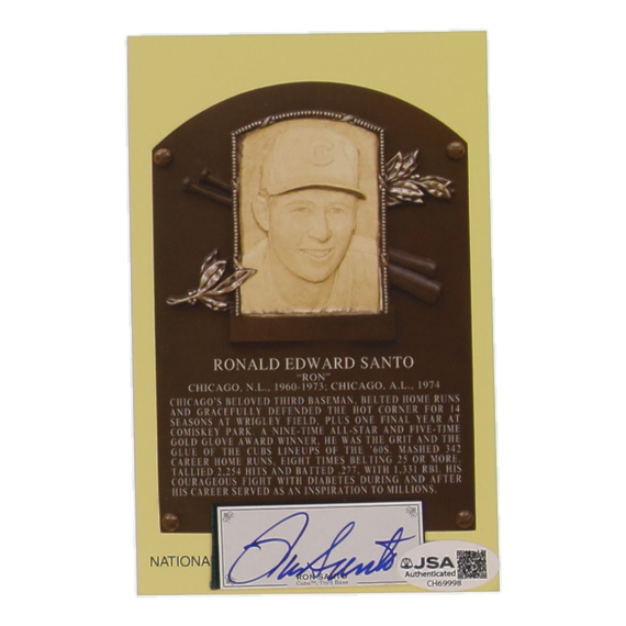 Ron Santo Signed Cut on Hall Of Fame Plaque Postcard (JSA) at PristineAuction.com Ron Santo Signed Cut on Hall Of Fame Plaque Postcard (JSA) at PristineAuction.com