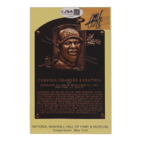 CC Sabathia Signed Cut on Hall Of Fame Plaque Postcard (JSA) at PristineAuction.com