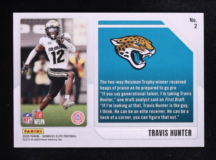 Travis Hunter 2025 Panini Donruss Elite Extra Edition #2 RC #649/799 at PristineAuction.com Travis Hunter 2025 Panini Donruss Elite Extra Edition #2 RC #649/799 at PristineAuction.com