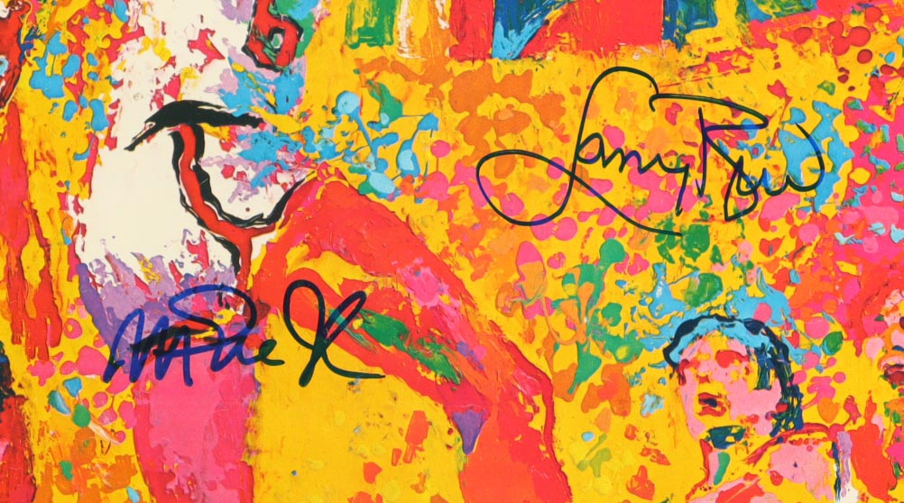 Magic Johnson & Larry Bird Signed Custom Framed Leroy Neiman Art Print Display (PSA & Beckett) at PristineAuction.com Magic Johnson & Larry Bird Signed Custom Framed Leroy Neiman Art Print Display (PSA & Beckett) at PristineAuction.com