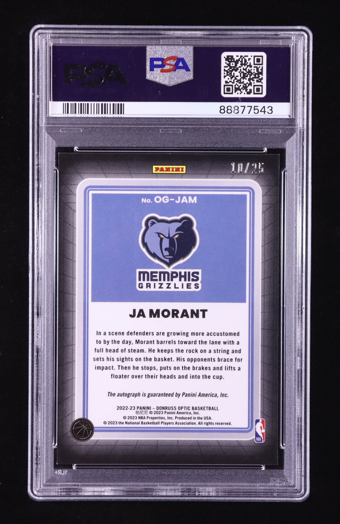 Ja Morant 2022-23 Panini Donruss Optic Opti-Graphs #OG-JAM #10/25 (PSA 10) at PristineAuction.com Ja Morant 2022-23 Panini Donruss Optic Opti-Graphs #OG-JAM #10/25 (PSA 10) at PristineAuction.com