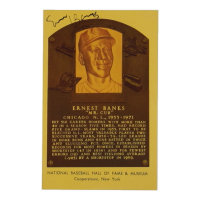 Ernie Banks Signed Hall of Fame Plaque Postcard (JSA) at PristineAuction.com