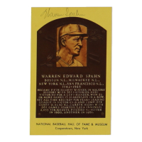 Warren Spahn Signed Hall of Fame Plaque Postcard (JSA) at PristineAuction.com