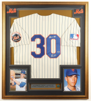 Nolan Ryan Signed Custom Framed Jersey Display Inscribed "Miracle Mets" with Mets Lapel Pin (PSA) at PristineAuction.com