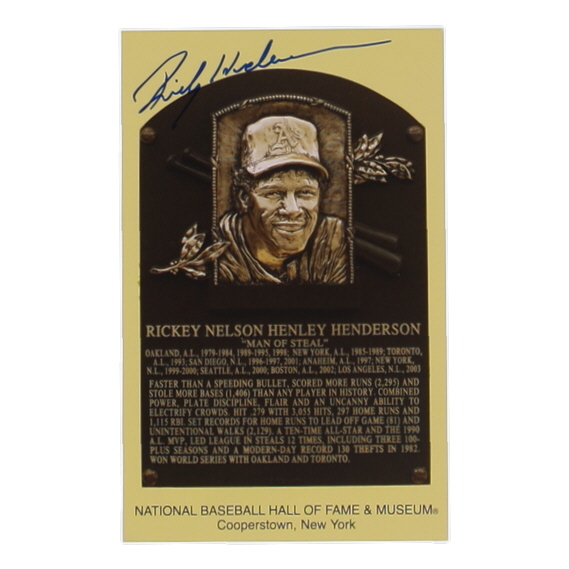 Rickey Henderson Signed Hall of Fame Plaque Postcard (JSA) at PristineAuction.com Rickey Henderson Signed Hall of Fame Plaque Postcard (JSA) at PristineAuction.com