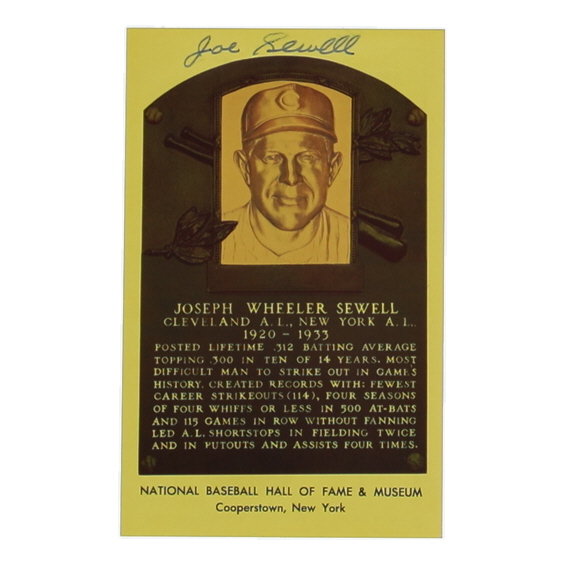 Joe Sewell Signed Hall of Fame Plaque Postcard (JSA) at PristineAuction.com Joe Sewell Signed Hall of Fame Plaque Postcard (JSA) at PristineAuction.com