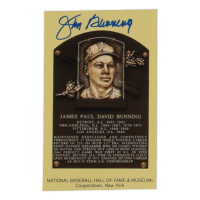 Jim Bunning Signed Hall of Fame Plaque Postcard (JSA) at PristineAuction.com