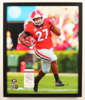 Nick Chubb Signed Georgia Bulldogs Custom Framed Canvas Photo (JSA) at PristineAuction.com