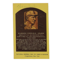 Warren Spahn Signed Hall of Fame Plaque Postcard (JSA) at PristineAuction.com