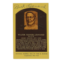 Buck Leonard Signed Hall of Fame Plaque Postcard (JSA) at PristineAuction.com
