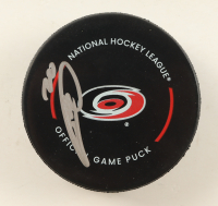 Sebastian Aho Signed Hurricanes Logo Hockey Puck (PSA) at PristineAuction.com