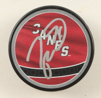 Taylor Hall Signed Hurricanes Logo Hockey Puck (PSA) at PristineAuction.com
