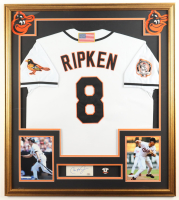 Cal Ripken Jr. Signed Custom Framed Cut Display with Jersey & Ripken Pin (PSA) at PristineAuction.com
