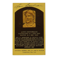 Lou Boudreau Signed Hall of Fame Plaque Postcard (JSA) at PristineAuction.com