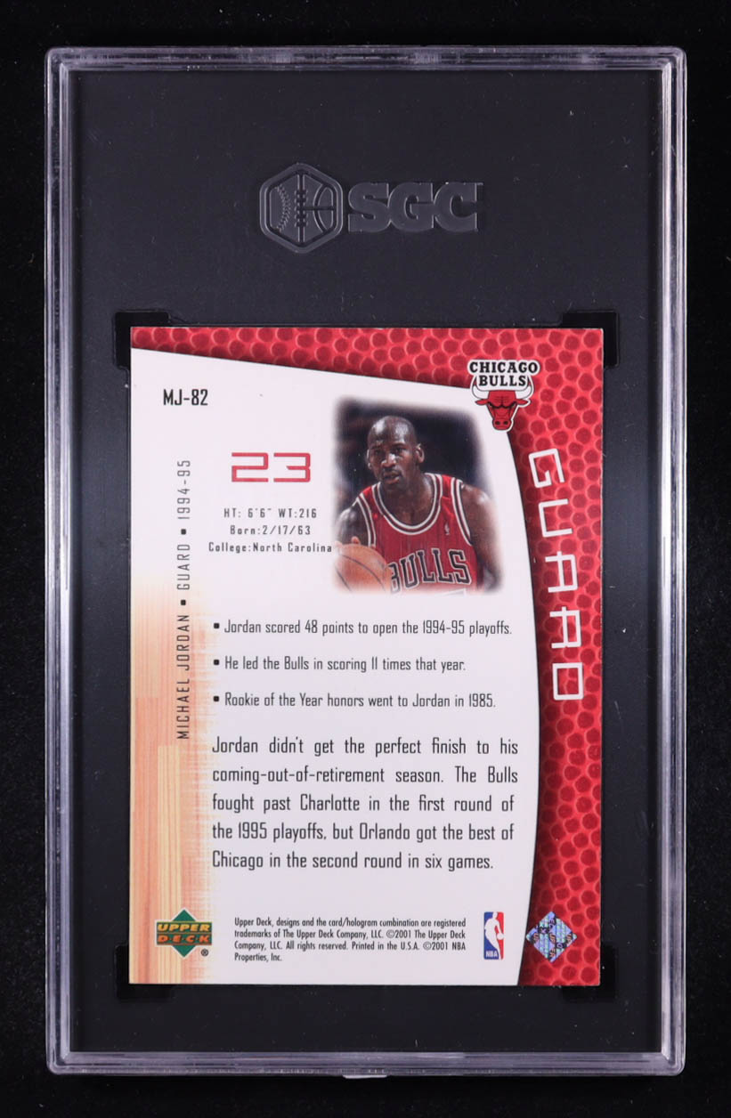 Michael Jordan 2001-02 Upper Deck MJ's Back #MJ-82 (SGC 9.5) at PristineAuction.com Michael Jordan 2001-02 Upper Deck MJ's Back #MJ-82 (SGC 9.5) at PristineAuction.com