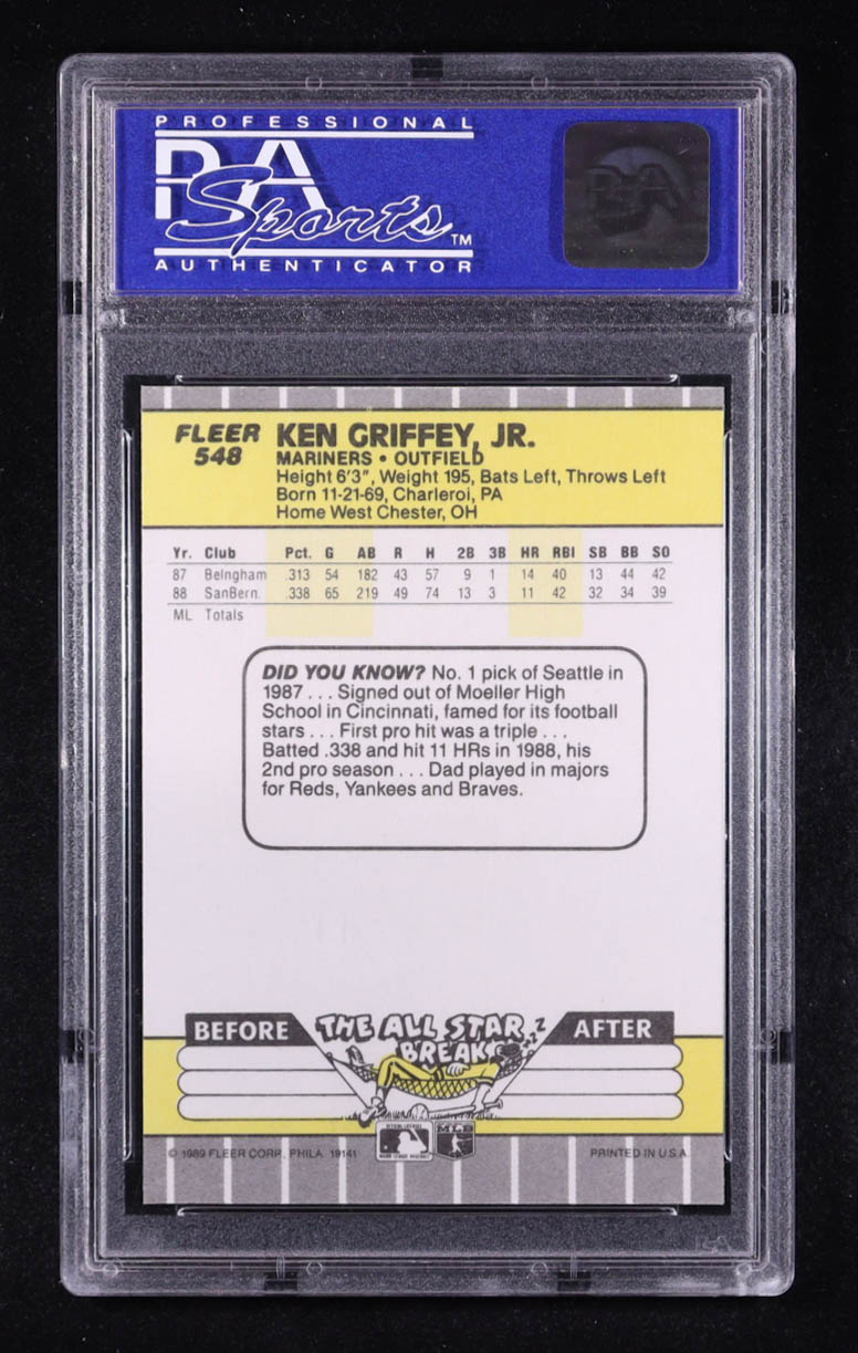 Ken Griffey Jr. 1989 Fleer #548 RC (PSA 9) at PristineAuction.com Ken Griffey Jr. 1989 Fleer #548 RC (PSA 9) at PristineAuction.com
